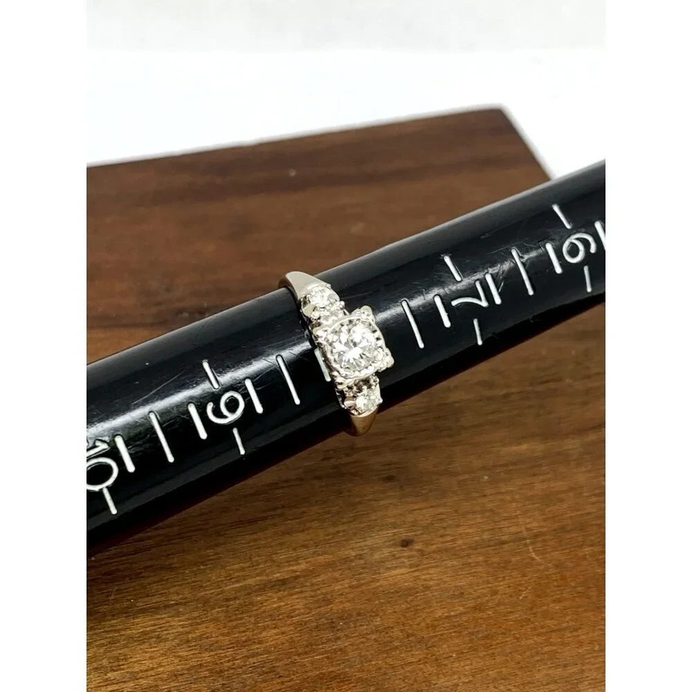 Engagement Ring Diamond 0.50ctw 14k White Gold Round Women's Jewelry Size 8